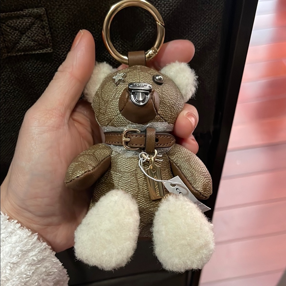 Gold and Cream Teddy Bear Keychain